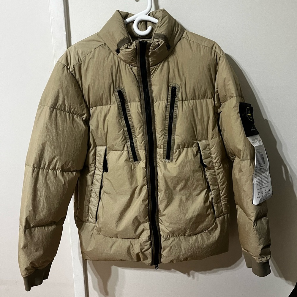 Heavy Stone Island light beige garnent dyed jacket